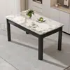 Mesa de Comedor de Piedra Sinterizada Apartamento Pequeño Hogar Moderno Minimalista Mesa Rectangular para Comedor Juego de Mesa y Sillas de Comedor Falsas de Madera Maciza de Lujo Ligero