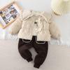 Conjunto Infantil 2024 Outono e Inverno Novo Casaco, Conjunto de Inverno Moderno para Crianças Pequenas, Conjunto de Três Peças com Forro de Lã e Espessado