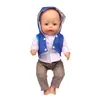 16-18 Polegadas Azul Céu Top + Calça Marrom Zafp Acessórios de Roupa para Boneca Calças de Pernas Largas Conjunto de Top e Jaqueta
