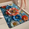 Tapete 3D de Terra de Diatomáceas Floral Transfronteiriço, Absorvente de Água e Antiderrapante, Pode Ser Cortado no Tamanho para Banheiro, Hall de Entrada e Entrada
