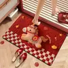 Alfombra Roja de Entrada Dibujo Año del Caballo Alfombra de Entrada Estilo Tejido Alfombra de Baño Absorbente de Agua Antideslizante Resistente al Desgaste