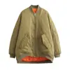 Nueva chaqueta abrigo bomber de algodón de color liso con cuello alto y cremallera, estilo Y2K moderno y holgado, venta al por mayor