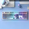 Teclado Mecánico Inalámbrico Bluetooth de Tres Modos 108 Teclas Grabado Lateral Eje Azul Silencioso para Gaming E-Sports Femenino Oficina 75