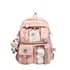 Mochila para Aluno do Ensino Fundamental Feminina Nova Estilo Coreano Estilo Fresco Moda Campus Mochila para Aluno do Ensino Médio Casual Versátil Bolsa Escolar