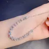 Pulsera de Aguamarina Natural con Claridad Casi Impecable y Color de Fuego Completo, Piedra Principal de 4 mm, Bañada en Plata de Ley S925
