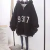 Otoño/Invierno 2026 Nuevo Estilo Coreano Estilo Perezoso Sudadera con Capucha BF para Mujer Estampada Holgada Talla Grande Forro de Polar Engrosada con Cremallera Chaqueta para Mujer
