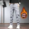 Calças Masculinas de Outono e Inverno, Calças Casuais da Moda, Soltas e Versáteis, Cintura Média, Corte Slim, Elásticas, Perna Reta, Calças Longas Esportivas Masculinas