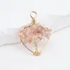 Piedra Natural Grava de Cristal Colgante Árbol de la Vida Multicolor Envuelto en Seda Accesorios Colgante para Bolsa Árbol de la Fortuna con Forma de Corazón