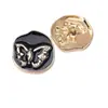 Borboleta Gota de Óleo Strass Costurado à Mão Lã Metálica Casaco Jaqueta Terno Formal Botão Botão Botão Dourado