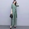Traje novo de Primavera e Outono calça pantalona elegante que rejuvenesce emagrecimento estilo ocidental casaco de manga longa conjunto de três peças moda plus size