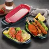 Plato Rectangular de Plástico de Grado Alimenticio, Plato Doble Oreja para Rollos de Arroz, Plato para Brochetas, Plato para Cena en Casa, Plato para Cena de Hotel