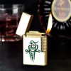 Isqueiro Criativo de Mahjong com Chama Aberta, Recarregável, Conjunto em Caixa de Presente, Inclui Pedra de Sílex Reserva, Adequado para Uso em Áreas de Alta Altitude