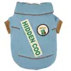 Oso de Peluche Cachorro Yorkshire Ropa de Invierno Moda y Estilo Forro Polar Caliente 26 Mezclilla Dos Piernas Abrigo de Algodón con Cuello de Solapa