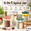 Jarras de Especias Domésticas Multicompartimento al por Mayor con Etiquetas, Selladas, a Prueba de Humedad, Tapa abatible para Cocina, Barbacoa, Recipientes para Condimentos, Caja de Almacenamiento para Especias