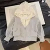 Novo Conjunto de Roupa de Outono para Meninas Jaqueta Estilosa Cardigan de Renda para Crianças Moletom com Capuz de Duas Peças Menina Tendência Primavera/Outono