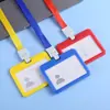 Portatarjetas con cordón para gafete de doble cara, portatarjetas de identificación de estudiante transparente, portatarjetas de identificación de empleado, gafete de trabajo, tarjeta de identificación de trabajo, etiqueta con nombre