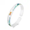 Pulseira de Prata Pura 9999 para Mulheres, Larga, Novo Estilo Chinês, Estilo Nacional, Pulseira Esmaltada Colorida de Prata com Design de Montanha e Rio, Presente para Mãe, Presente para Filha