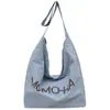 Bolsa de Lona Grande Capacidade para Almoço e Trabalho 2026, Bolsa de Ombro Feminina Cor Sólida com Estampa de Letras, Nova Bolsa Feminina de Verão 2026