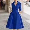 Moda Femenina Europea y Americana 2025 Sitio Independiente de Amazon Vestido Elegante Formal Ceñidor de Cintura Adelgazante Elegante Vestido Largo de Manga Larga