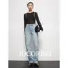 JocorbeiMarca de Luxo EquivalenteJeans de Perna Larga Vintage Desgastado Lavado com Manchas de Tinta Pintadas à Mão para Mulheres