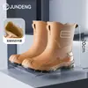 Botas de Lluvia de Moda de Verano para Hombre, Usables, Suaves, Antideslizantes, Suela Plana, Zapatos para Exteriores, Botas de Lluvia para Cocina, Zapatos de Goma