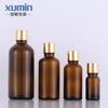 Xumin em estoque 10ml-30ml amostra sub-garrafa Garrafa de óleo essencial marrom 50ml-100ml garrafa de vidro com tampa de ouro brilhante