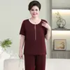 Conjunto Esportivo Casual Feminino Plus Size Verão Deslocamento Camiseta Solta de Manga Curta Calça com Cintura Elástica Conjunto de Duas Peças