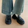 Mocassins femininos de sola grossa 2026 novo modelo, sapatos versáteis de outono estilo britânico com salto grosso, sapatos plataforma para mulheres baixinhas