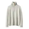 Suéter de tricô de cashmere 35, novo estilo, gola alta, zíper parcial espesso, com caimento relaxado, perfeito como camada base