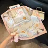 Pañuelo de Seda 70 Cuadrado Moda Coreana de Alta Gama Versátil Profesional Seda Sintética Pequeño Pañuelo de Cuello Estampado Retro Pañuelo de Seda para Mujer