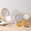 Espejo de Maquillaje Electrochapado de Doble Cara de Lujo Ligero Retro Europeo, Tocador de Escritorio, Dormitorio Decorativo Portátil, Espejo de Princesa Francés