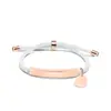 Pulseira de Corda de Mão Multicor Transfronteiriça Europeia e Americana Material em Branco Pronto para Uso Acessórios de Coração Oblíquo Gravação Presente Pulseira de Aço Inoxidável