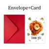 Cartão de Agradecimento Transfronteiriço 1 Peça/Conjunto, Cartão de Mensagem de Texto com Animal Africano de Desenho Animado, Dobrável com Envelope