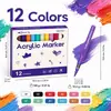 Marcadores acrílicos de punta suave tipo líquido de color, rectos, para estudiantes, bolígrafos de secado rápido para manualidades, bolígrafos de dibujo específicos para estudiantes de arte, que no traspasan