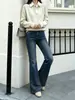 Jeans acampanados de tiro alto con pedrería estilo coreano para mujer, nueva moda otoño/invierno 2026, ajustados, elásticos, con caída, de corte bootcut