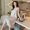 Camisón de Tirantes para Mujer de Verano con Algodón Nube y Copas, Estilo Sexy Delgado, Dulce Ropa de Casa de Verano Tallas Grandes