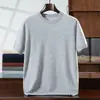 Suéter de punto de cachemira de manga corta para otoño e invierno para hombre, cuello redondo, simple y elegante, versátil para negocios, de media manga, venta al por mayor transfronteriza