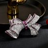 Nuevo broche fino estilo lazo europeo con circonita 3A brillante retro, accesorio para el cabello para mujer
