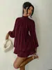 Vestido largo de manga larga para mujer, transfronterizo europeo y americano, para primavera y otoño, holgado, moderno y elegante, adelgazante, vestido corto de color liso
