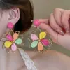 Pendientes de Tul con Flor de Cristal y Borla Dulces Moda Fresca Estilo Casual Diseño de Gancho para Oreja Pendientes de Nicho Venta al por Mayor