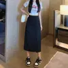 Falda dividida para mujer, falda a la cadera de principios de otoño, nueva falda adelgazante de cintura alta, falda de línea A de longitud media, falda de un solo paso