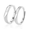 Anillo Abierto Ajustable de Plata de Ley S925 Tonglin Fashion Par de Anillos Estilo K Estilo Ins Joyería Sencilla Anillo de Pareja