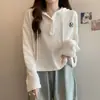 Camiseta Larga con Capucha y Mangas Largas de Diseño con Botones de Talla Grande para Mujer, Nuevo Estilo Coreano para Primavera y Otoño 2025