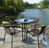 Mesa Quadrada de Vidro Temperado Pátio Externo Casual Simples Jardim Café Negociação Jantar Reunião e Mesa de Escrita