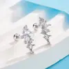Brincos de Zircônia com Patchwork Geométrico, Moda Transfronteiriça Europeia e Americana, Studs Simples e Únicos, Brilhantes para Piercing na Orelha, para Mulheres