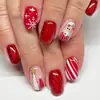 Coleção de nail art de Natal transfronteiriça: Pontas de unha pré-desenhadas, prontas para usar e adesivos para unhas postiças, 24 peças, designs de nail art de Natal removíveis