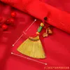 Broom Dourado Feito à Mão Chaveiro de Vassoura de Ano Novo Vassourinha Pequena para Berço de Bebê e Mesa de Cabeceira Decoração de Casa Nova Enfeite para Pendurar