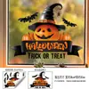 Pegatinas Estáticas de Halloween Transfronterizas al por Mayor Calabaza Sombrero de Mago Murciélago Decoración para Escaparate Pegatinas de Ventana Removibles