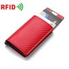 Bolsa para Tarjetas Pequeña Anti-robo con Cepillo RFID para Hombre Dimensión Soldadura de Carbono Billetera para Monedas Multitarjeta Caja de Aluminio Anti-magnética Estuche para Tarjetas de Gran Capacidad
