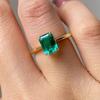 Sanjie Ins Celebridad de Internet Explosión Simple Anillo de Diamante de Simulación de Esmeralda con Incrustaciones Moda Combinable Joyería de Diamante Dorado
